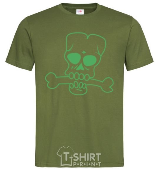 Мужская футболка zombie bone Оливковый фото