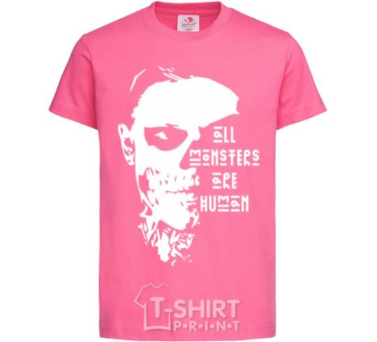 Детская футболка All monsters are human Ярко-розовый фото