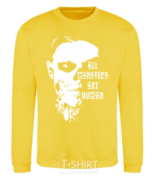 Sweatshirt All monsters are human yellow фото