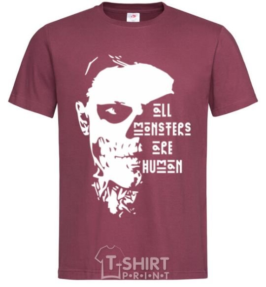 Men's T-Shirt All monsters are human burgundy фото