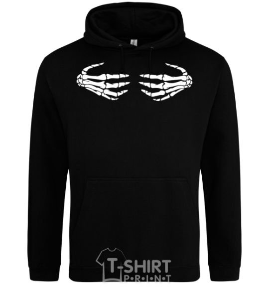 Men`s hoodie skeleton hands black фото