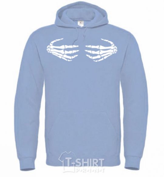 Men`s hoodie skeleton hands sky-blue фото