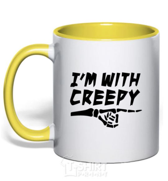 Mug with a colored handle i'm with creepy yellow фото