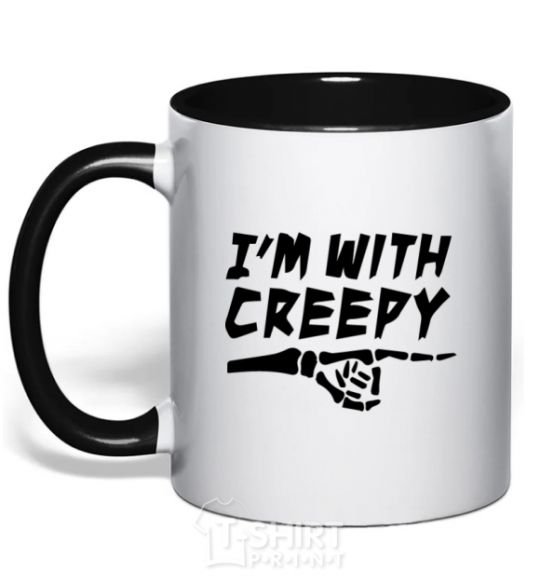 Mug with a colored handle i'm with creepy black фото