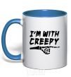 Mug with a colored handle i'm with creepy royal-blue фото