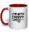 Mug with a colored handle i'm with creepy red фото