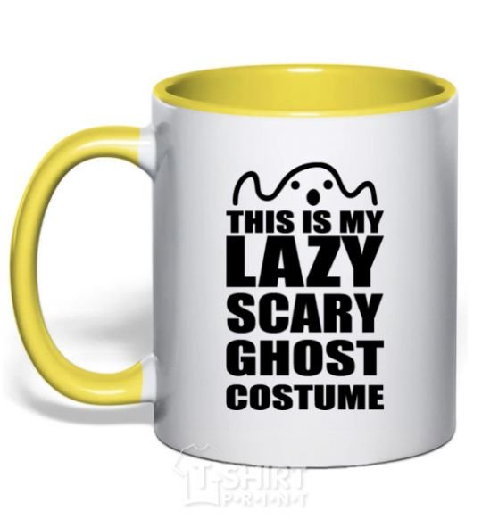 Mug with a colored handle lazy costume yellow фото