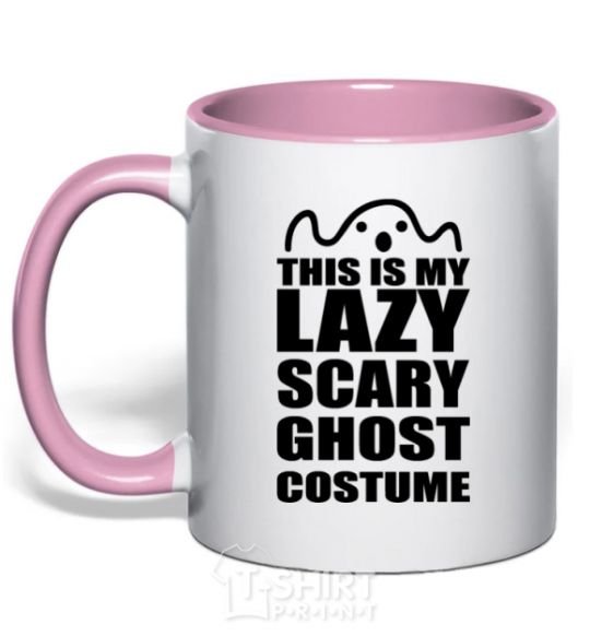 Mug with a colored handle lazy costume light-pink фото
