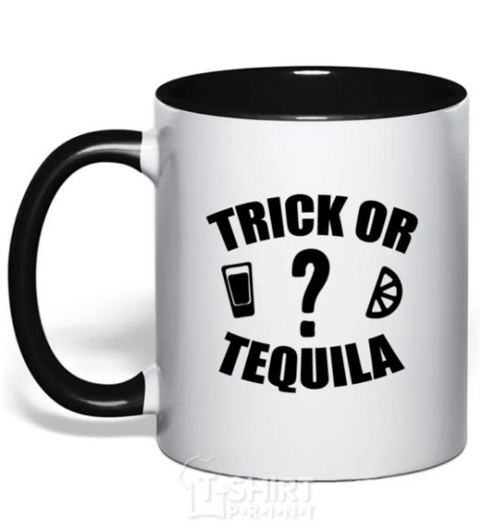 Чашка с цветной ручкой trick or tequila Черный фото