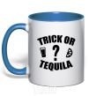 Чашка с цветной ручкой trick or tequila Ярко-синий фото
