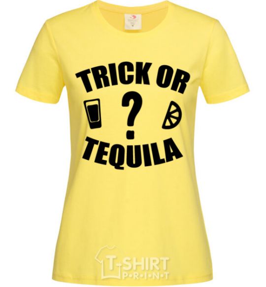 Women's T-shirt trick or tequila cornsilk фото