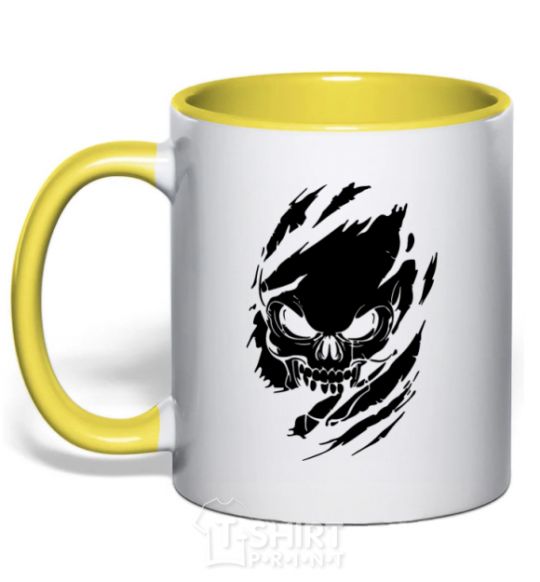 Mug with a colored handle Skull exclusive yellow фото