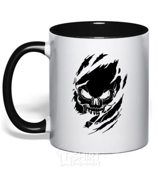 Mug with a colored handle Skull exclusive black фото