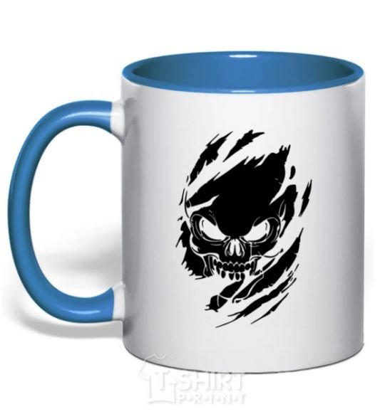 Mug with a colored handle Skull exclusive royal-blue фото