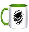Mug with a colored handle Skull exclusive kelly-green фото