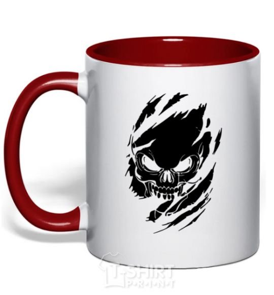 Mug with a colored handle Skull exclusive red фото