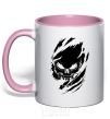 Mug with a colored handle Skull exclusive light-pink фото
