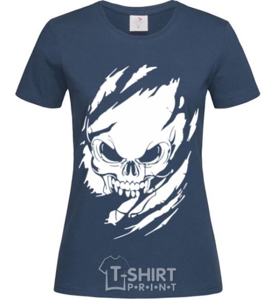 Women's T-shirt Skull exclusive navy-blue фото