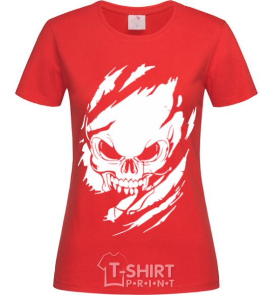 Women's T-shirt Skull exclusive red фото