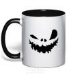 Mug with a colored handle scary smile black фото