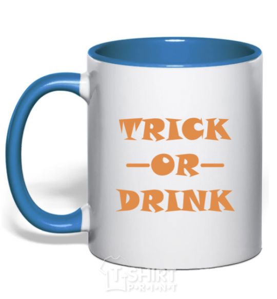Чашка с цветной ручкой trick or drink Ярко-синий фото