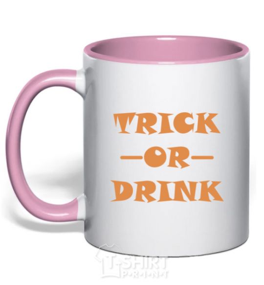 Чашка с цветной ручкой trick or drink Нежно розовый фото