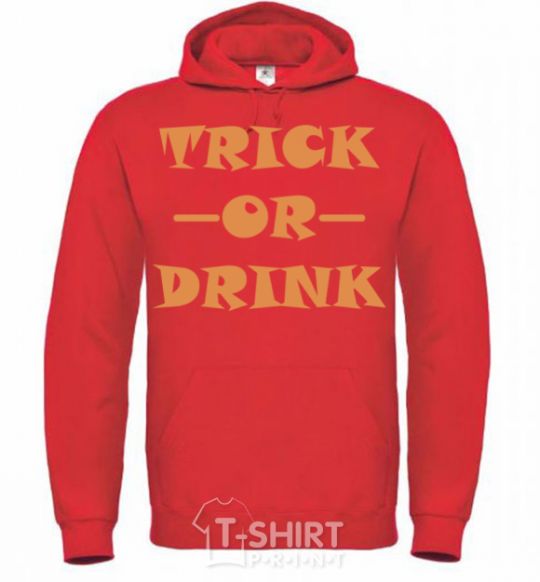 Men`s hoodie trick or drink bright-red фото