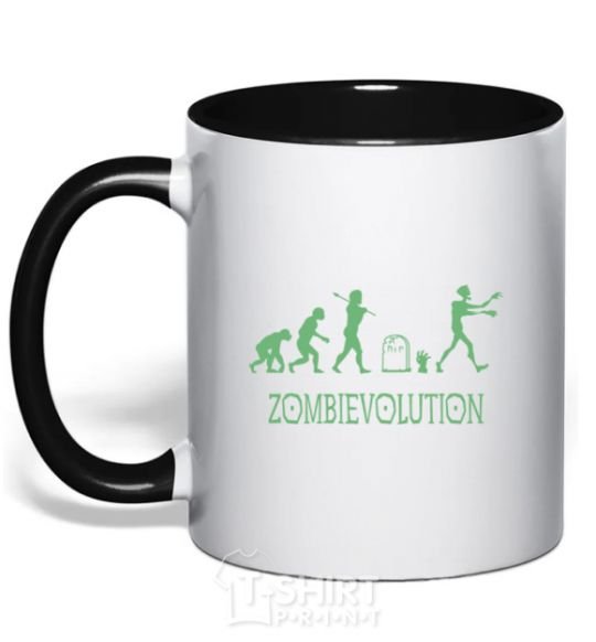 Mug with a colored handle zombievolution black фото