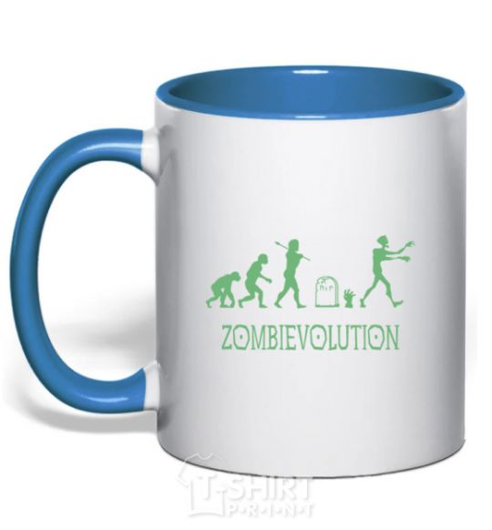 Mug with a colored handle zombievolution royal-blue фото