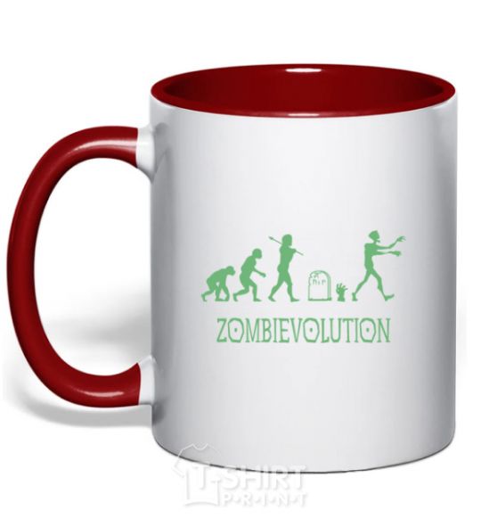 Mug with a colored handle zombievolution red фото