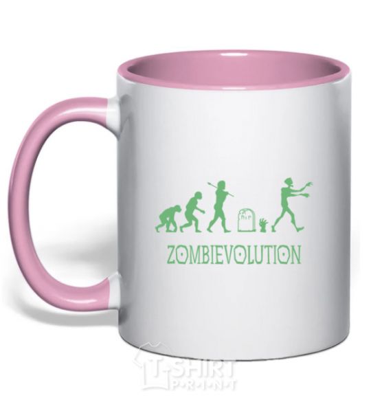 Mug with a colored handle zombievolution light-pink фото