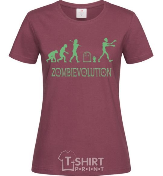 Women's T-shirt zombievolution burgundy фото