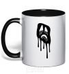 Mug with a colored handle Scream face black фото