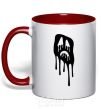 Mug with a colored handle Scream face red фото