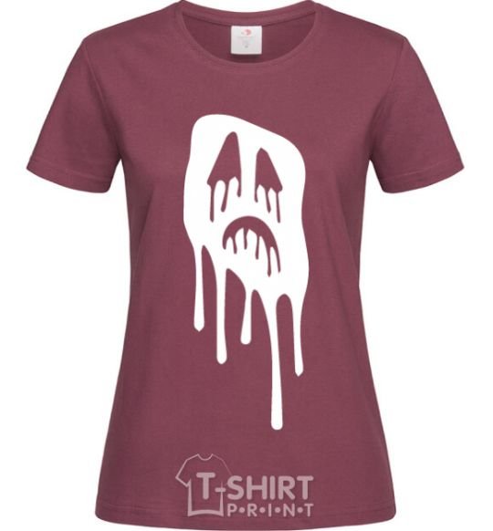 Women's T-shirt Scream face burgundy фото