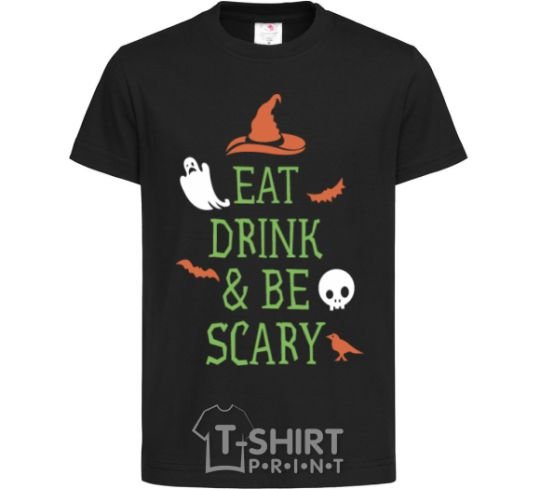 Kids T-shirt eat drink black фото