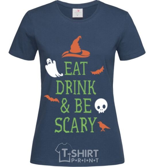 Women's T-shirt eat drink navy-blue фото
