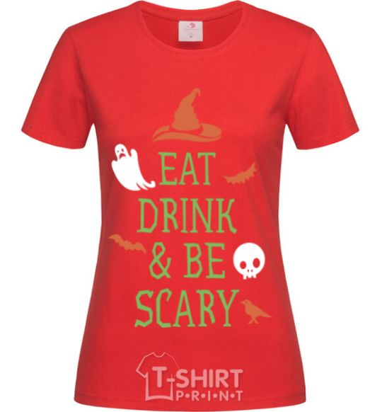 Women's T-shirt eat drink red фото