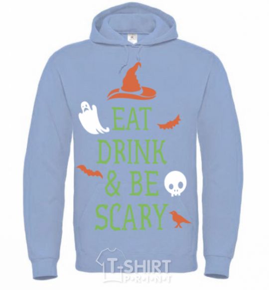 Men`s hoodie eat drink sky-blue фото