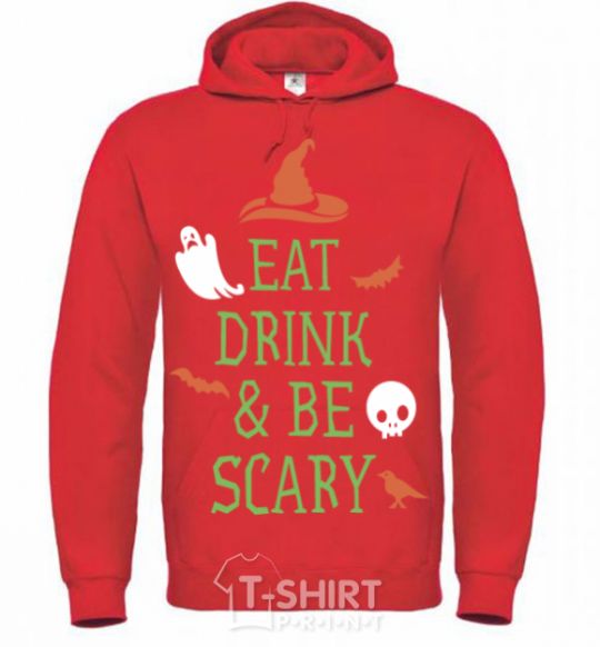 Men`s hoodie eat drink bright-red фото