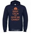 Men`s hoodie keep calm and give me candy navy-blue фото