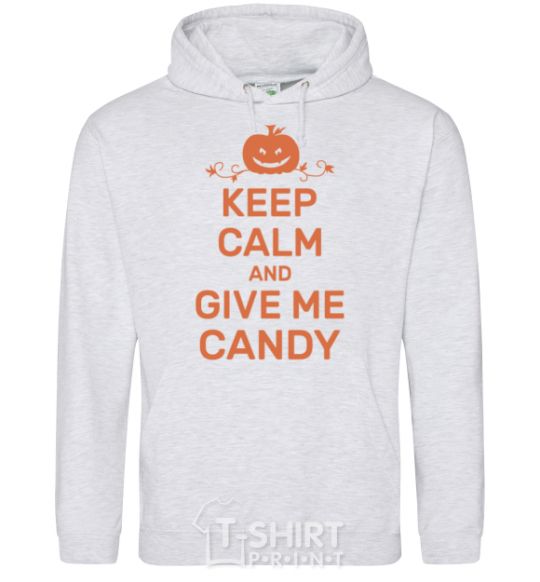 Men`s hoodie keep calm and give me candy sport-grey фото