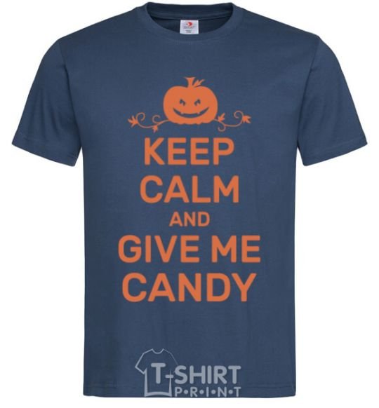 Men's T-Shirt keep calm and give me candy navy-blue фото