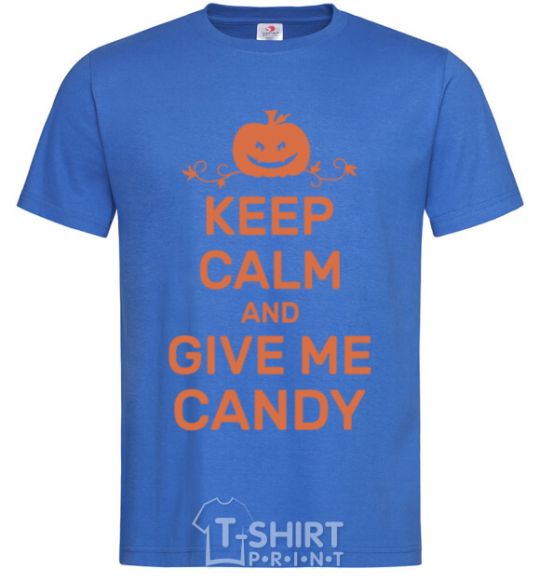 Мужская футболка keep calm and give me candy Ярко-синий фото