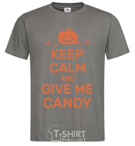 Men's T-Shirt keep calm and give me candy dark-grey фото