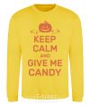 Sweatshirt keep calm and give me candy yellow фото
