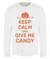 Sweatshirt keep calm and give me candy White фото