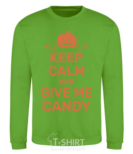 Свитшот keep calm and give me candy Лаймовый фото