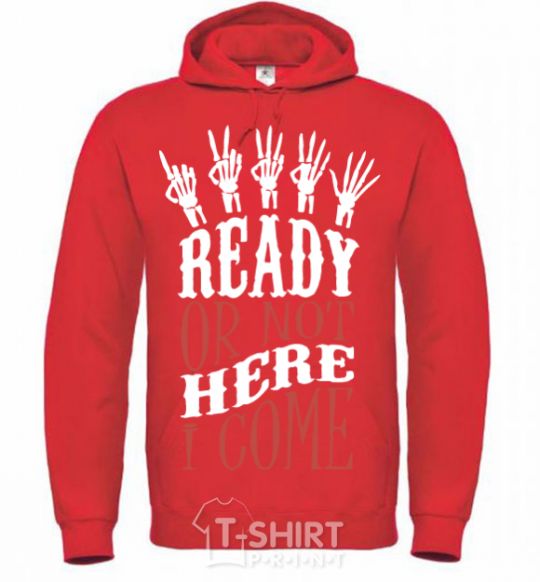 Men`s hoodie ready or not here i come bright-red фото