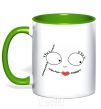 Mug with a colored handle Sally's face kelly-green фото